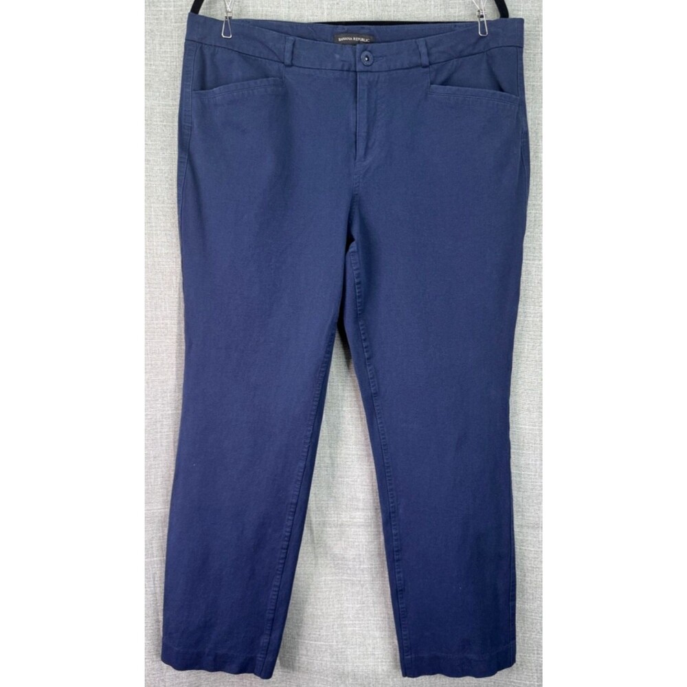 Banana Republic Straight Leg Chino Pants Navy Women's Size 14 Comfort Stretch